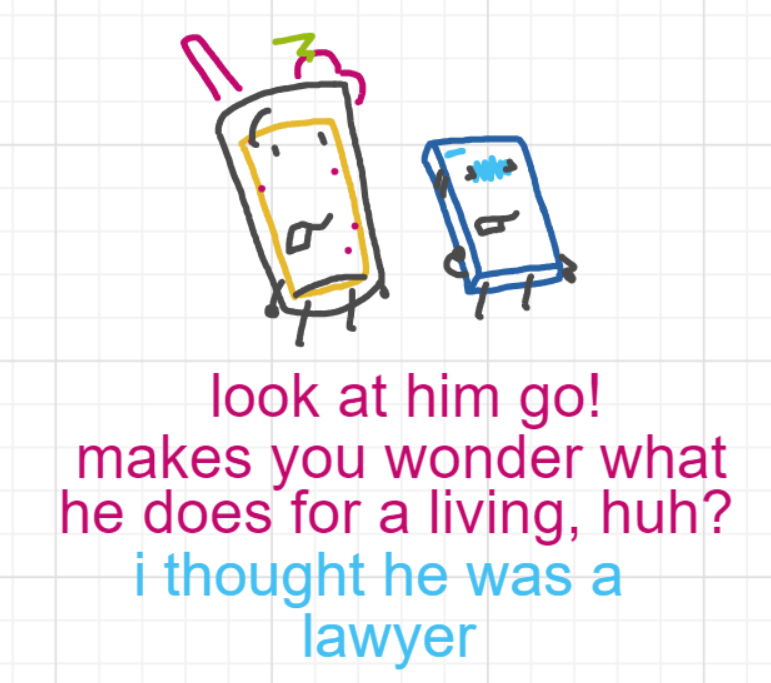 A panel from Running Duos, episode four of the Board Boards object show by Furretwalk/WalkingFurret.